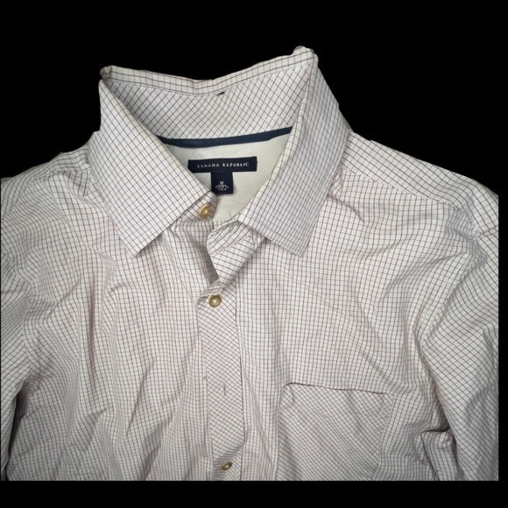 Banana Republic Square Print Button Down Long Sleeve Dress Shirt | Men’s Medium